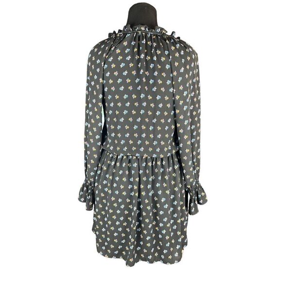 Gap small black dainty delicate flowers elastic waist flowy sheer sleeve dress - Picture 3 of 5